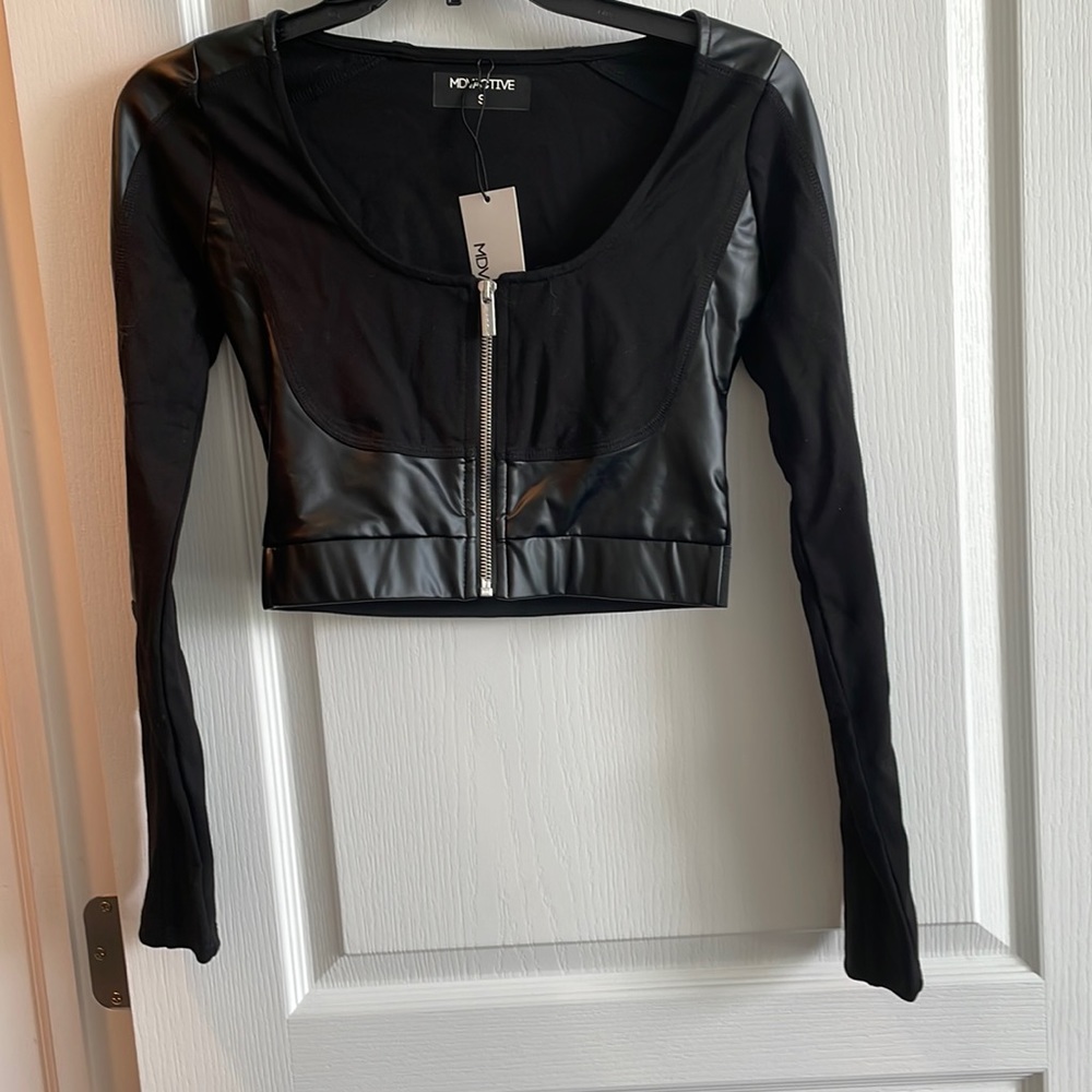 Crop Jacket with faux leather